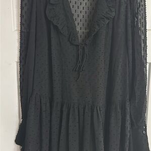 Black Ruffled Sheer Dress